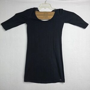 Garage Black 3/4 Sleeve Scoop Neck Bow Back Cutout T-shirt Dress S S bodycon Y2K
